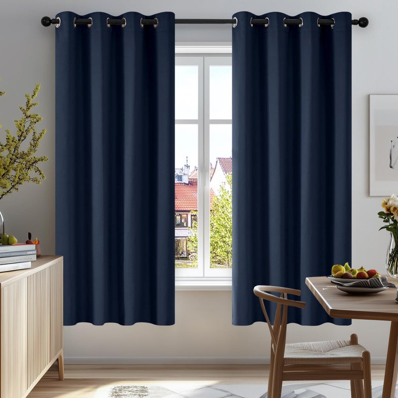 Deconovo Blackout Curtains for Bedroom, Thermal Insulated Room Darkening Grommet Window Drapes, Navy Blue, 52W x 45L Inch, Pack of 2 for Living Room & Nursery Privacy Panels - Image 1